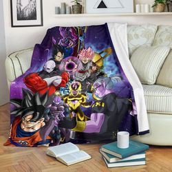 Dragon Ball Anime DB Goku Vs Villains Purple Galaxy Sherpa Fleece Quilt Blanket BL3099