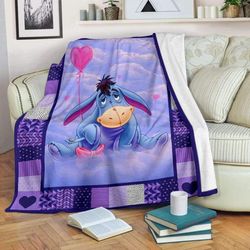 eeyore and pink balloon purple sherpa fleece quilt blanket bl1881