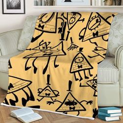 Full Bill Cipher Gravity Falls The Love God Disney Cartoon Sherpa Fleece Quilt Blanket BL2468