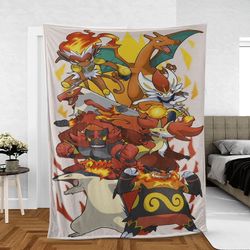Full Monster Pokemon Evolution TV Cartoon Lover Sherpa Fleece Quilt Blanket BL2413