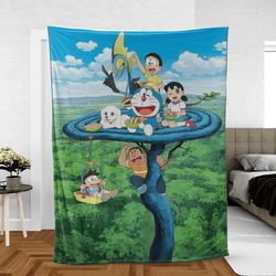 Funny Amazing Adventure Doraemon Nobita And Friends Mangas Lover Sherpa Fleece Quilt Blanket BL2299