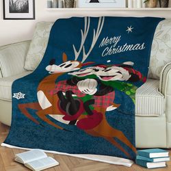 Happy Holiday Couple Love Mickey Mouse Sherpa Fleece Quilt Blanket BL1307