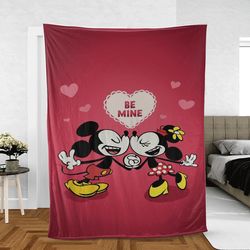 Happy Valentine's Day Sweet Love Of Mickey Couple Cartoon Disney Sherpa Fleece Quilt Blanket BL1717