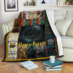 Hogwarts Houses GMRS Harry Potter Sherpa Fleece Quilt Blanket BL3415