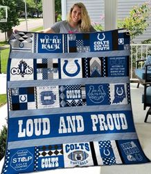 Indianapolis Colts Sherpa Fleece Quilt Blanket BL0756