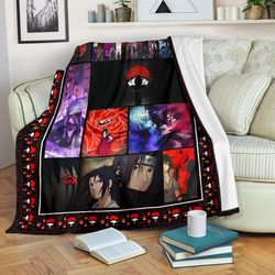 Itachi Vs Sasuke Uchiha Naruto Sherpa Fleece Quilt Blanket BL3285
