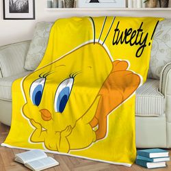 Lovely Tweety Love Yellow Looney Tunes Flims Sherpa Fleece Quilt Blanket BL1546