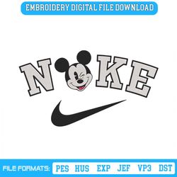 Nike x Mickey Mouse Embroidery Designs File, Nike Machine