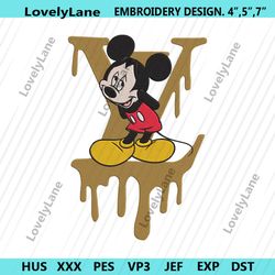 Mickey Shy Louis Vuitton Dripping Logo Embroidery Design File