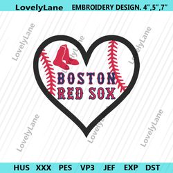 Boston Red Sox Baseball Heart Logo Machine Embroidery Digitizing