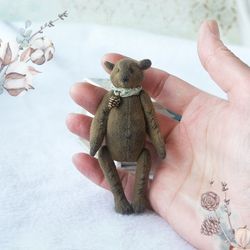 Teddy Bear, Collectible art miniature, Cute animal toy, Adult collector stuffed doll, Decorative Art Doll