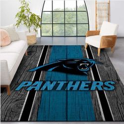 Carolina Panthers Nfl Team Logo Wooden Style Style Nice Gift Home Decor Rectangle Area Rug
