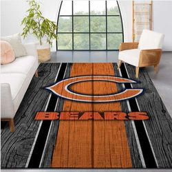 Chicago Bears Nfl Team Logo Wooden Style Style Nice Gift Home Decor Rectangle Area Rug 2