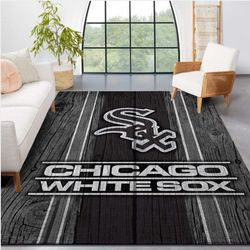Chicago White Sox Mlb Team Logo Wooden Style Style Nice Gift Home Decor Rectangle Area Rug 1