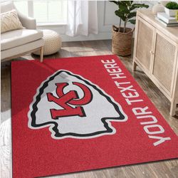 Customizable Kansas City Chiefs Personalized Accent Rug NFL Area Rug For Christmas Living Room Rug Home Decor Floor Deco