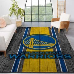 Golden State Warriors Nba Team Logo Wooden Style Nice Gift Home Decor Rectangle Area Rug 1