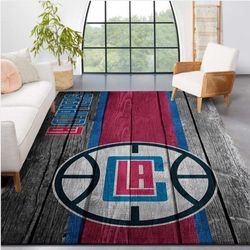 La Clippers Nba Team Logo Wooden Style Nice Gift Home Decor Rectangle Area Rug 1