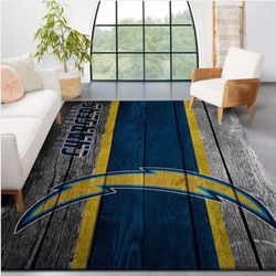 Los Angeles Chargers Nfl Team Logo Wooden Style Style Nice Gift Home Decor Rectangle Area Rug 1