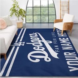 Los Angeles Dodgers Personalized MLB Reangle Area Rug Living Room Rug