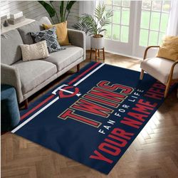 Minnesota Twins Personalized MLB Reangle Area Rug Living Room Rug