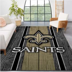 New Orleans Saints Nfl Team Logo Wooden Style Style Nice Gift Home Decor Rectangle Area Rug