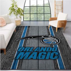 Orlando Magic NBA Team Logo Wooden Style Nice Gift Home Decor Rectangle Area Rug 1