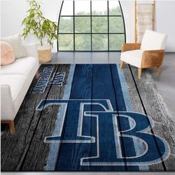 Tampa Bay Rays Mlb Team Logo Wooden Style Style Nice Gift Home Decor Rectangle Area Rug 1