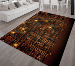Library Carpet, Book Rug, The Marauders Map Rug, Vintage Rug, Rugs For Living Room, Home Decor Rug