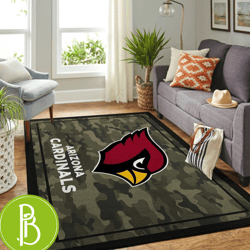 Arizona Cardinals Nfl Team Logo Camo Style Rectangle Area Rug Ideal Home Decor Gift