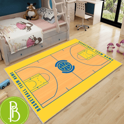Basketball Court Themed Rug Sporty Decor For Kids And Fans