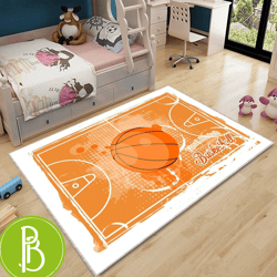 Basketball Field Sport Man Rug Court Themed Carpet For Kids And Sports Fans