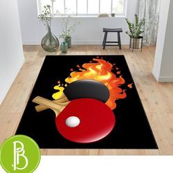 Flaming Table Tennis Set Rug Perfect Gift For Table Tennis Players