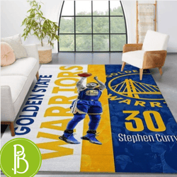 Golden State Warriors Logo Black Living Room Carpet Rugs Showcase Your Team Pride