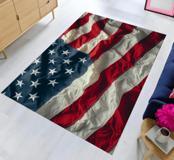 USA Flag Rug, American Rug, Modern Rug, Living Room Rug, Custom Rug, Non-Slip Base Rug, Interior Rug