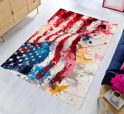 USA Flag Rug, American Rug, Area Rug, Living Room Rug, Custom Rug, Non-Slip Base Rug