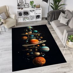 Galaxy Inspired Design Rug, Planets Themed Rug, Astronomy Rug, Space Rug, Kids Room Decor Rug, Gamer Room Decorative Rug