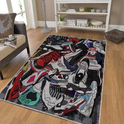 Sneakers Street Fashion Rug, Sneakers Decoration, Sneaker Collection Decor Room Rug