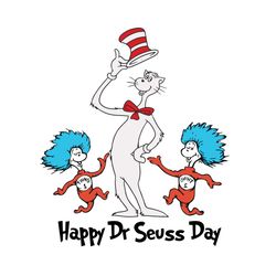 Cat In Hat And Thing Happy Dr Seuss Day Svg, Trending Svg, Dr Seuss Svg, Dr Seuss 2024 Svg, Thing Svg, Cat In Hat Svg