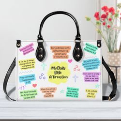 Christian Affirmation Bag Shoulder Handbag, Bible Verses Bible Cover Bag, Gifts for Women
