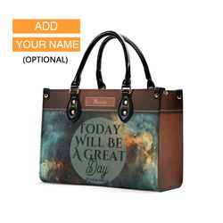 Personalized Leather Bag Custom Name Handbag, Christian Bag Bible Verses Bag Gifts for Women Mom Chr