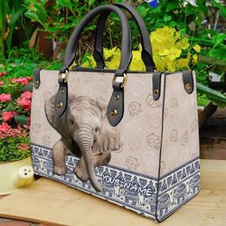 Custom Elephant Leather Handbag, Personalized Bag,Leather Handbag