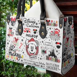 Disney Christmas Handbag,  Mickey Leather Handbag, Custom Mickey Women Leather Bag