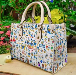 Donald Duck Leather Bag hand bag, Custom Donald Duck Woman Handbag, Donald Duck Lover Handbag