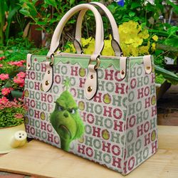 Grinch Ho Ho Ho Leather Bag,  Grinch Lover Handbag,  Custom Leather Bag