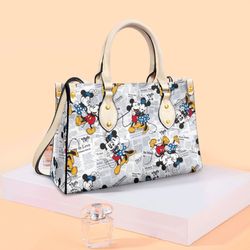 Mickey and Minnie Handbag,  Disney Leather Handbag, Custom Mickey Women Leather Bag