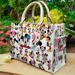Mickey and Minnie Handbag,  Disney Leather Handbag, Custom Mickey Women Leather Bag
