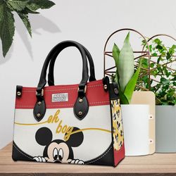 Mickey Mouse Leather Handbag,  Mickey Leather Handbag, Custom Mickey Women Leather Bag