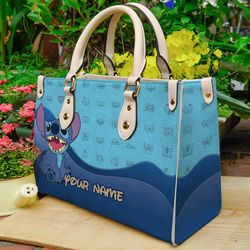 Stitch Leather Handbag, Personalized Stitch Handbag, Travel Shopping bag
