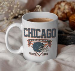 vintage chicago football mug, vintage style chicago football coffee mug