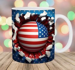 3d american flag mug, 11oz 15oz mug, ball mug design